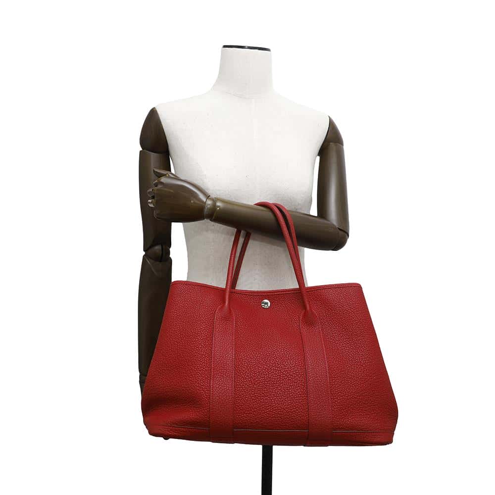 HERMES Garden Party Rouge Casaque Negonda Leather Size PM
