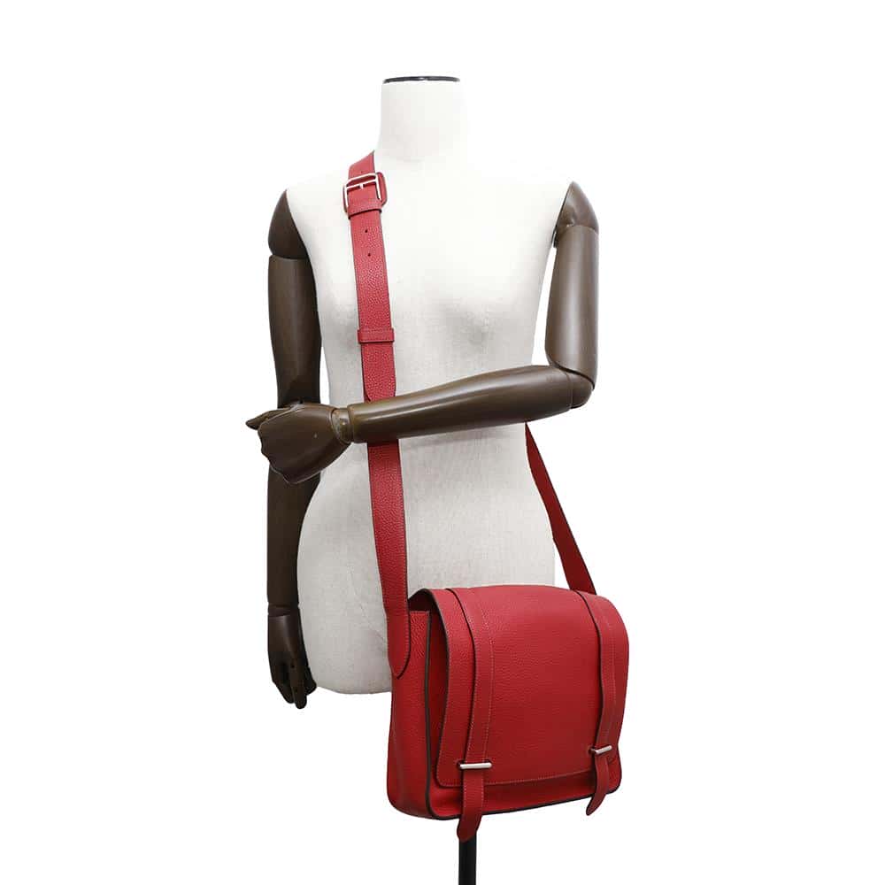 HERMES Steve Caporal Rouge Casaque Taurillon Clemence Size 27