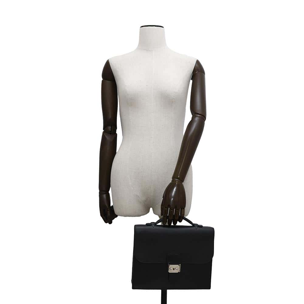 HERMES Sac Depeche Black Epsom Size 27