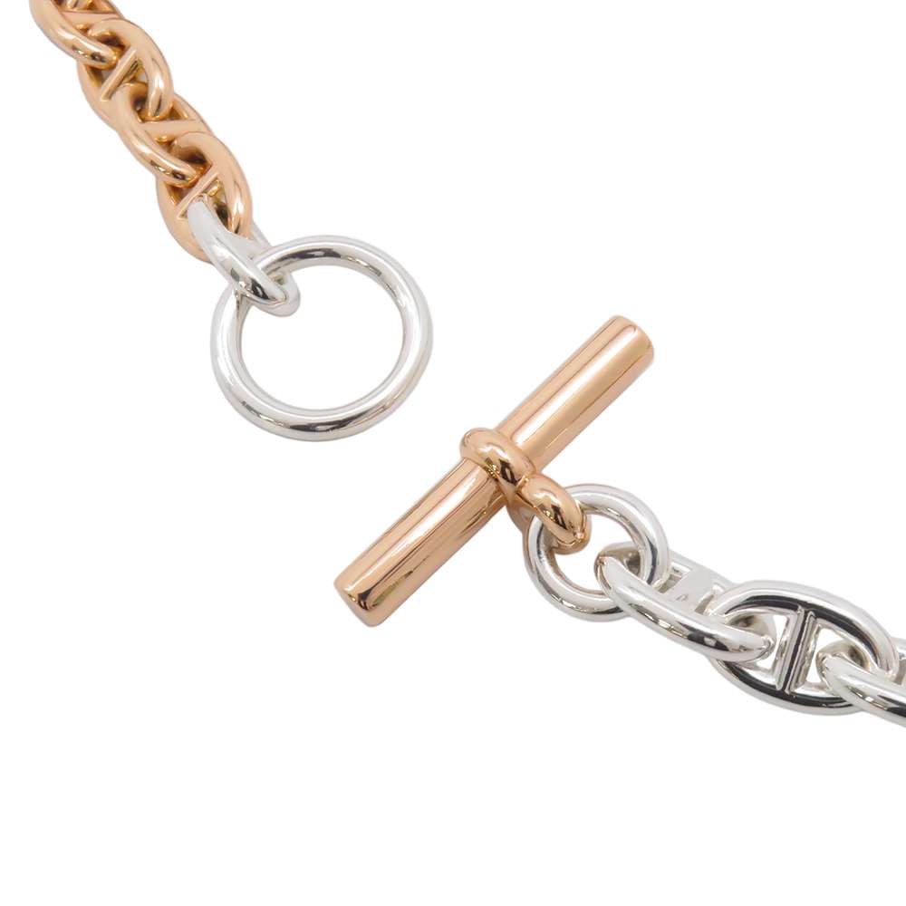 HERMES Chaine d'Ancre Double Tour Bracelet 37 links Size PM SV925 K18PG