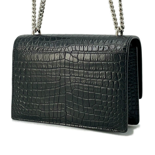 SAINT LAURENT PARIS Sunset Chain wallet Black452157 Croco embossed leather