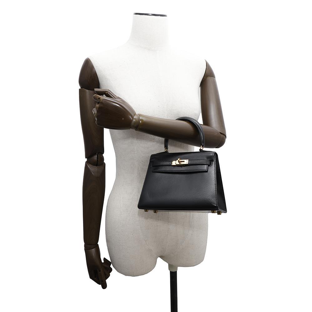 HERMES Mini Kelly Black Box Calf Leather