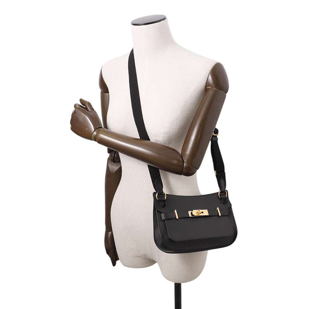 HERMES Jypsiere Black Evercolor Size Mini