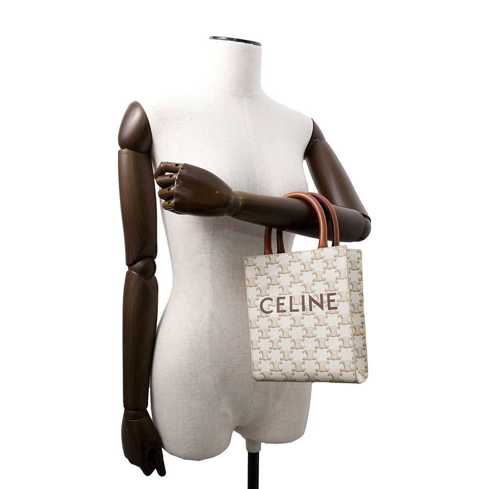 CELINE Triomphe Vertical Cabas White194372BZK.01BC PVC Leather Size Mini