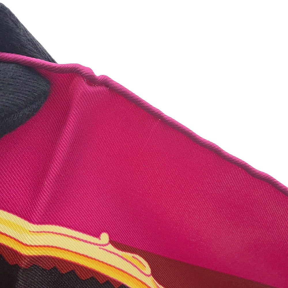 HERMES Carre Stirrupã»Remix Etriers Remix Size 90 Fuchsia/Marron/Multicolor Silk 100%
