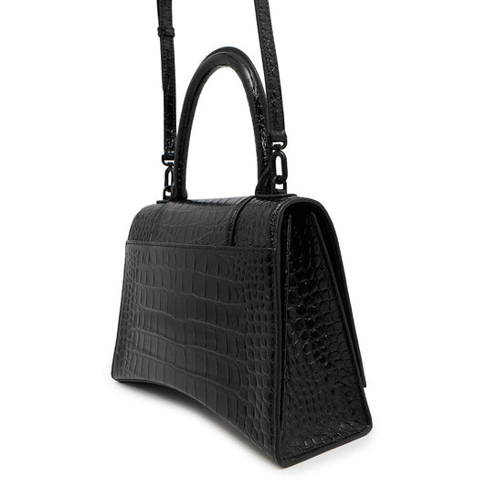 BALENCIAGA Hour glass Black619668 Embossed Leather Size Medium