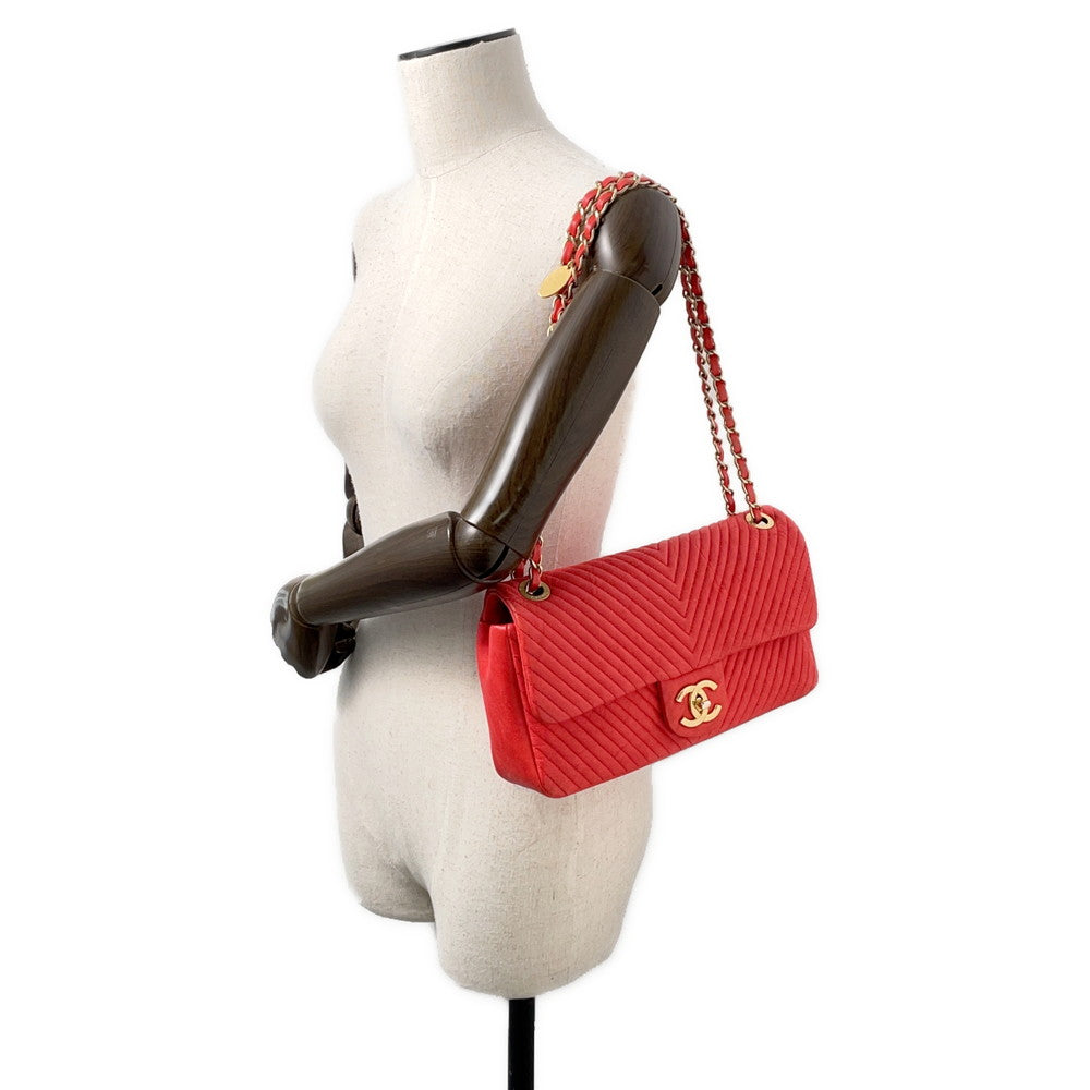 CHANEL Chevron ChainShoulder RedA92087 Leather