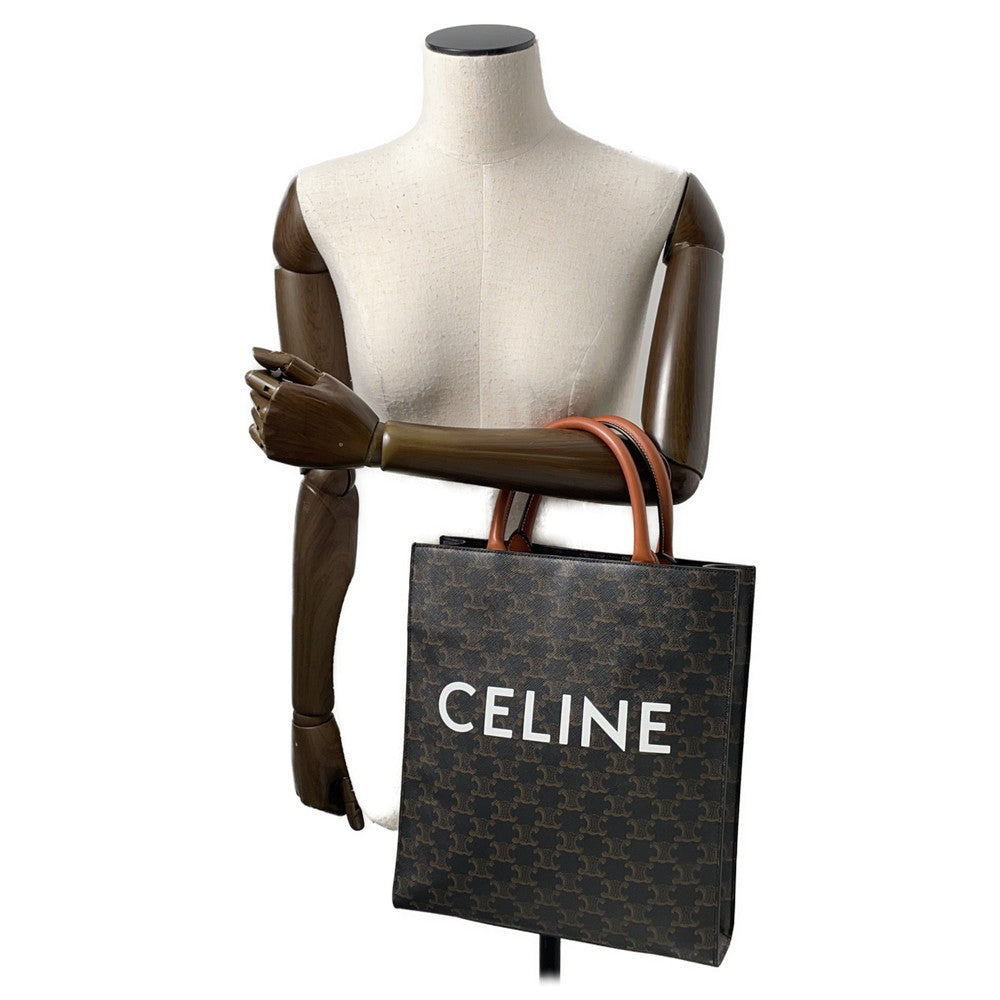 CELINE Vertical Cabas Tan191542 TriompheCanvas Leather Size Small