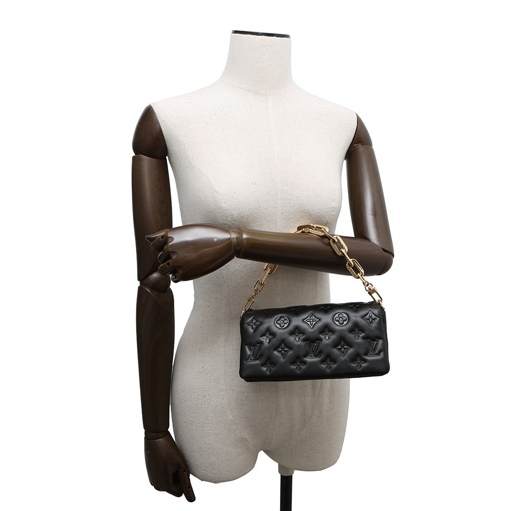 LOUIS VUITTON PochetteCoussin Noir/PinkM83359 Monogramã»Pattern Lamb Leather