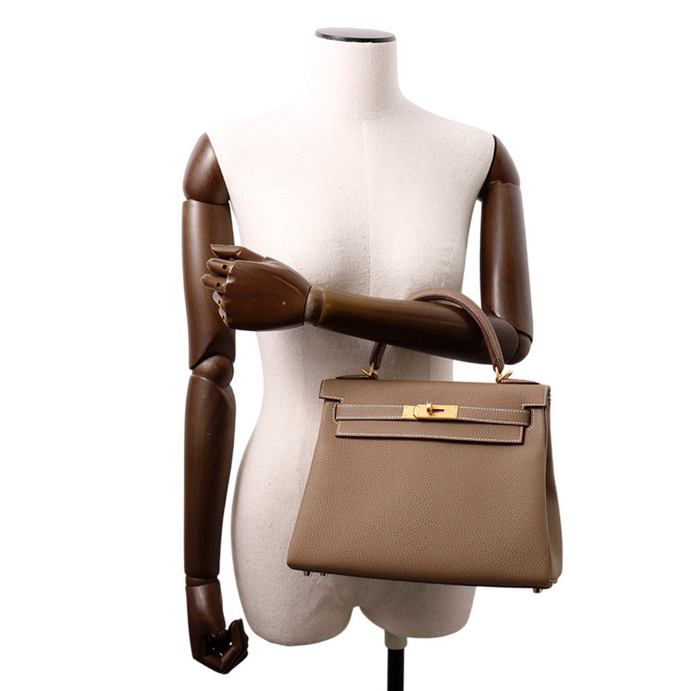 HERMES Kelly Retourne Etoupe Togo Leather Size 28