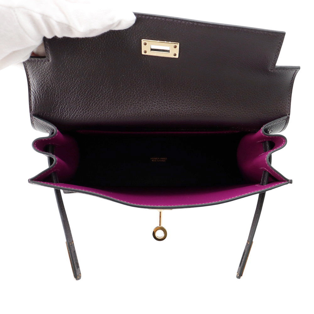 HERMES Kelly Dance 2 Verso Puru Noir/Anemone Evercolor