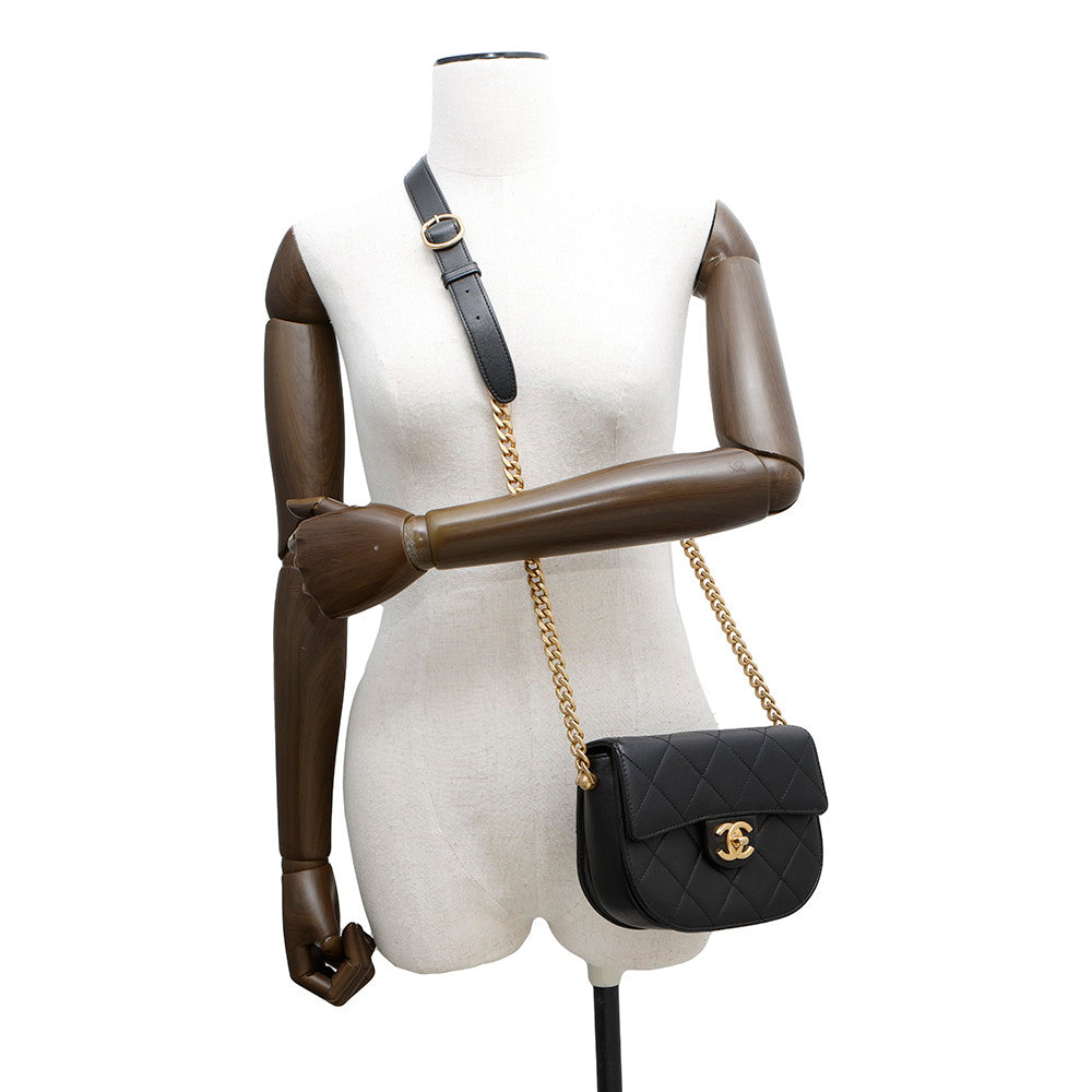CHANEL Matelasse Chain Shoulder Bag BlackAS2484 Lambskin
