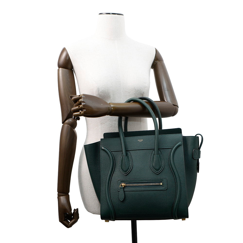 CELINE Luggage shopper Dark Green189793 Leather Size micro