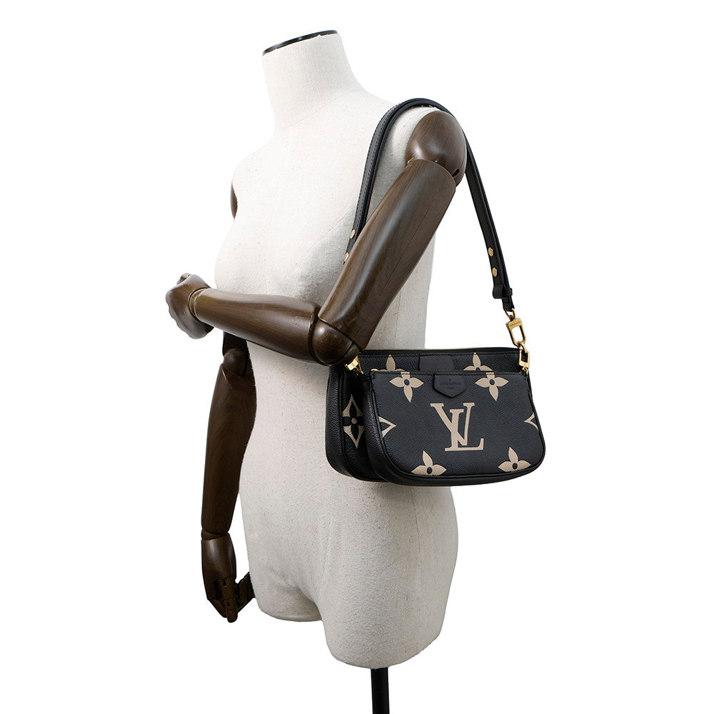 LOUIS VUITTON Multi Pochette Accessoires Noir/BeigeM45777 Bicolor Monogram Empreinte Leather