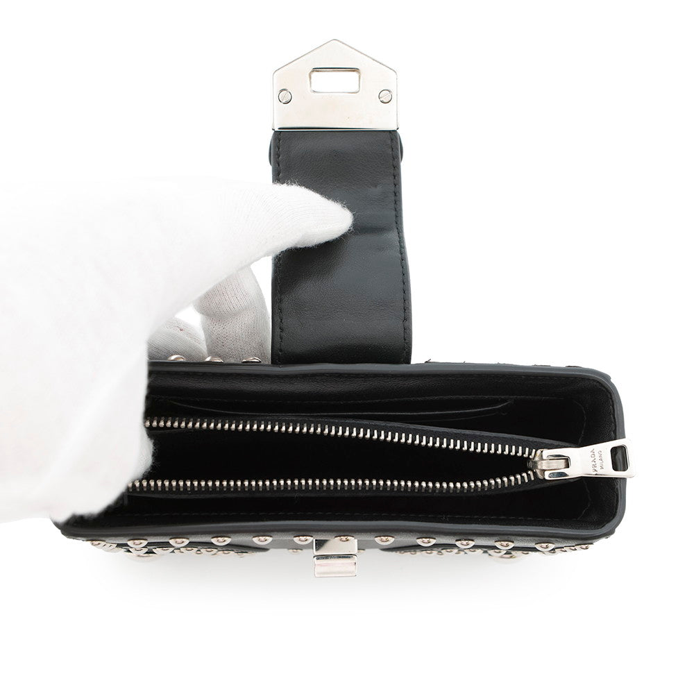 PRADA Studded Pouch Black1N1843 Leather