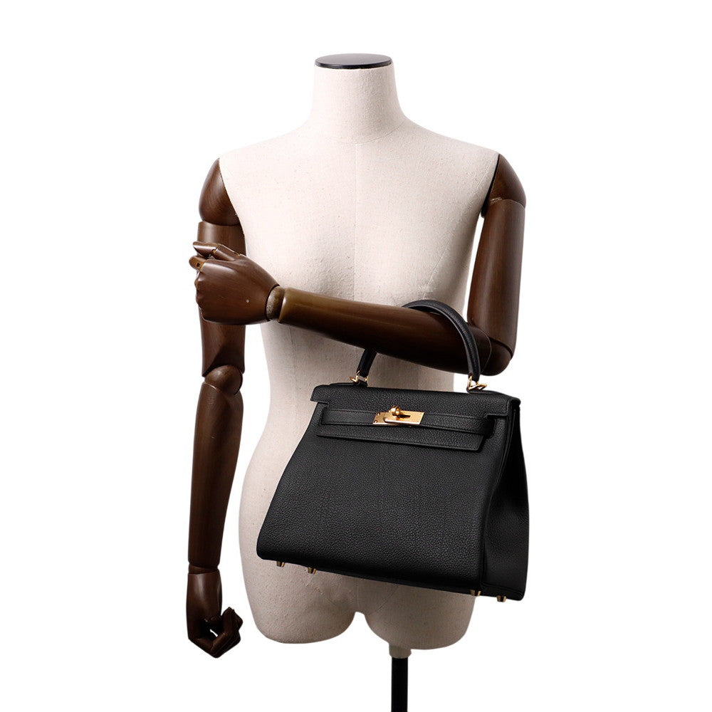 HERMES Kelly Retourne Black Togo Leather Size 28