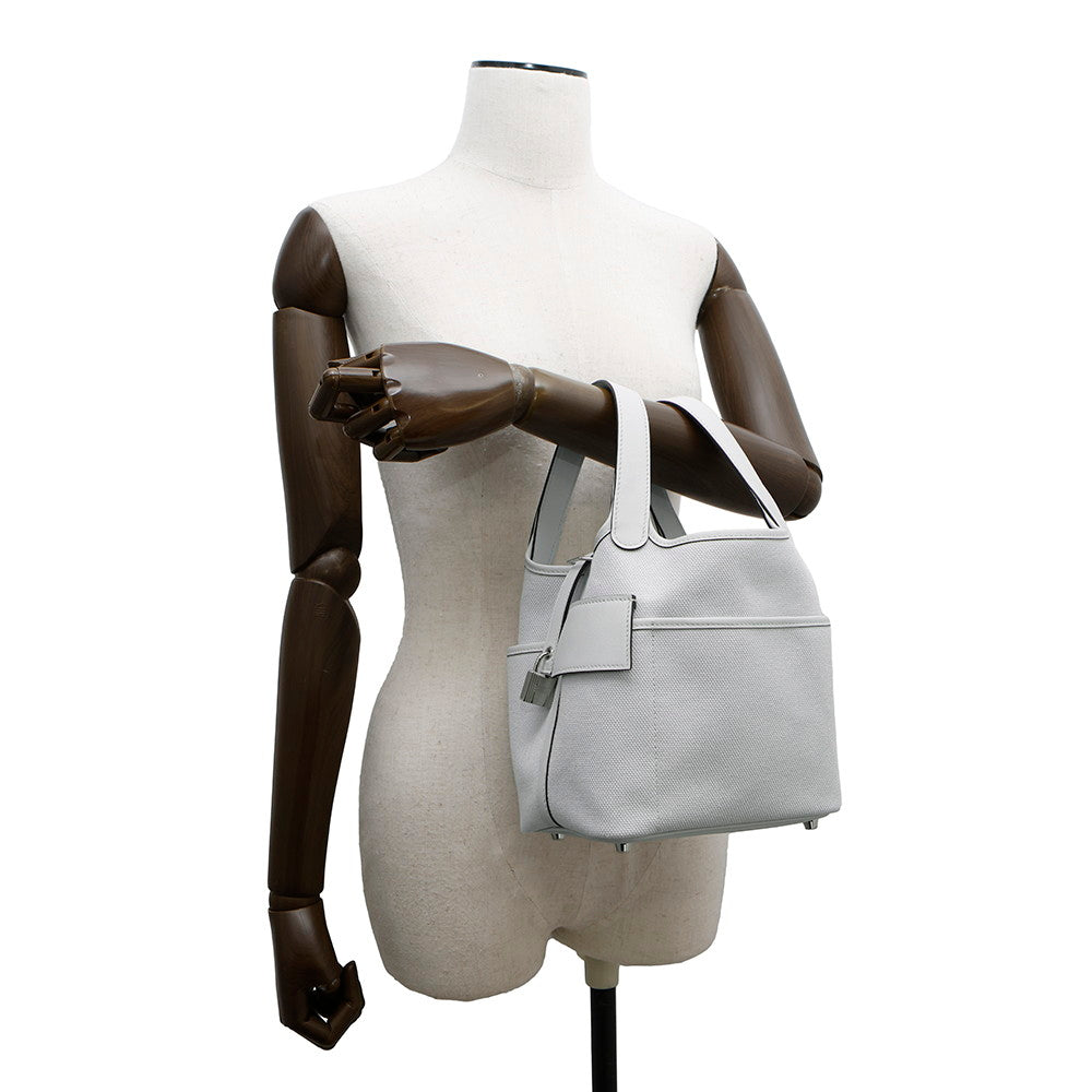 HERMES Picotin Lock Cargo Gri Platinum Towar Goeran Swift Leather Size PM