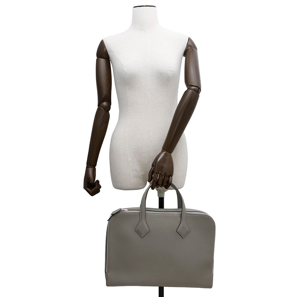HERMES Victoria light Gris Meyer Evercolor Size 38