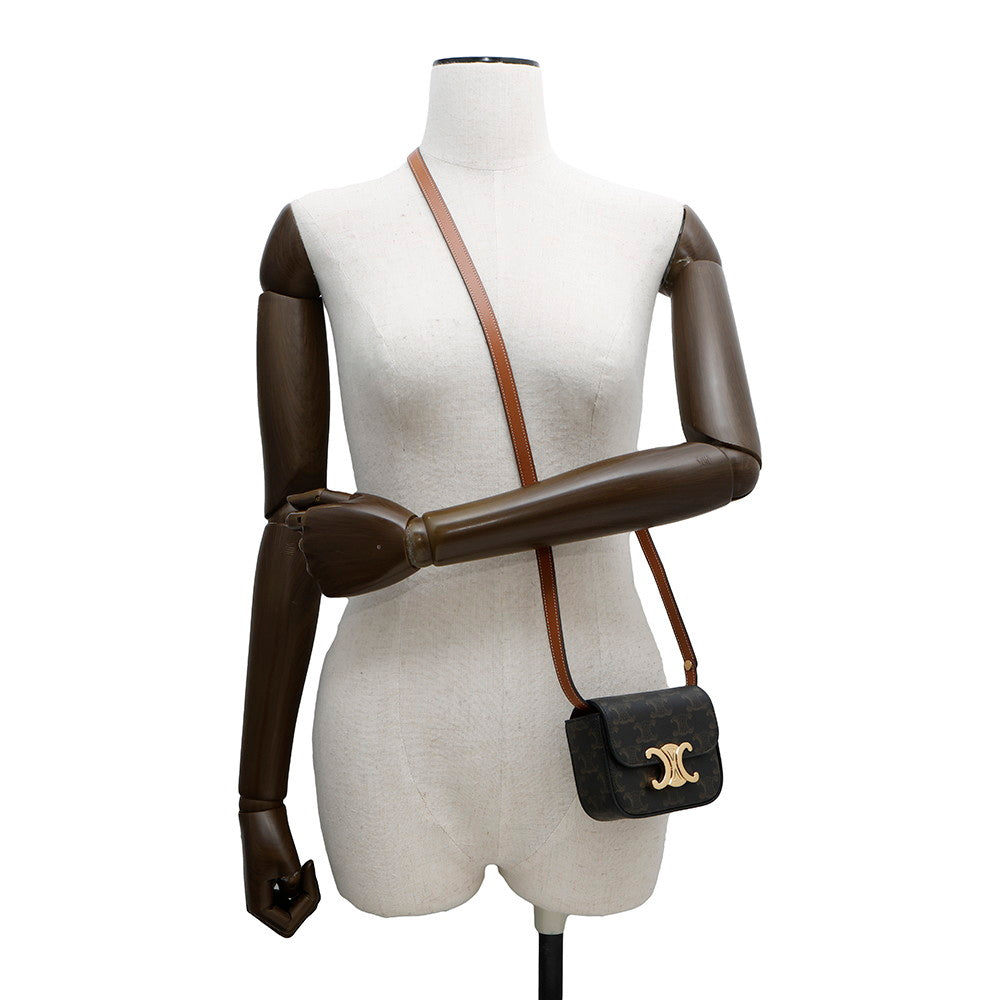 CELINE Triomphe Claude Shoulder Bag Tan10I512DQB PVC Leather Size Mini