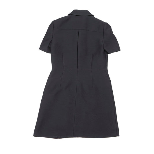 PRADA Tricotine mini dress Size 36 BlackP3O04 Wool 76% Silk24%