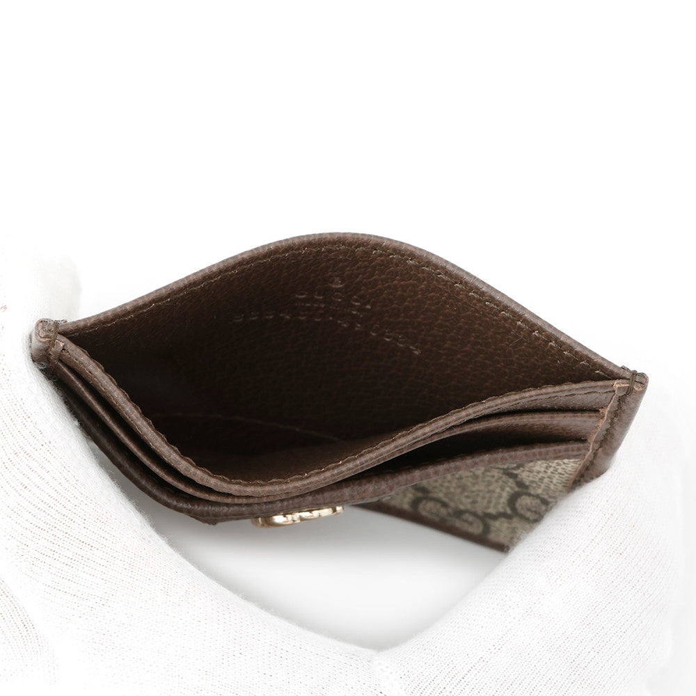 GUCCI GG Supreme Ophidia Card Case Brown/Beige838486 Leather/PVC
