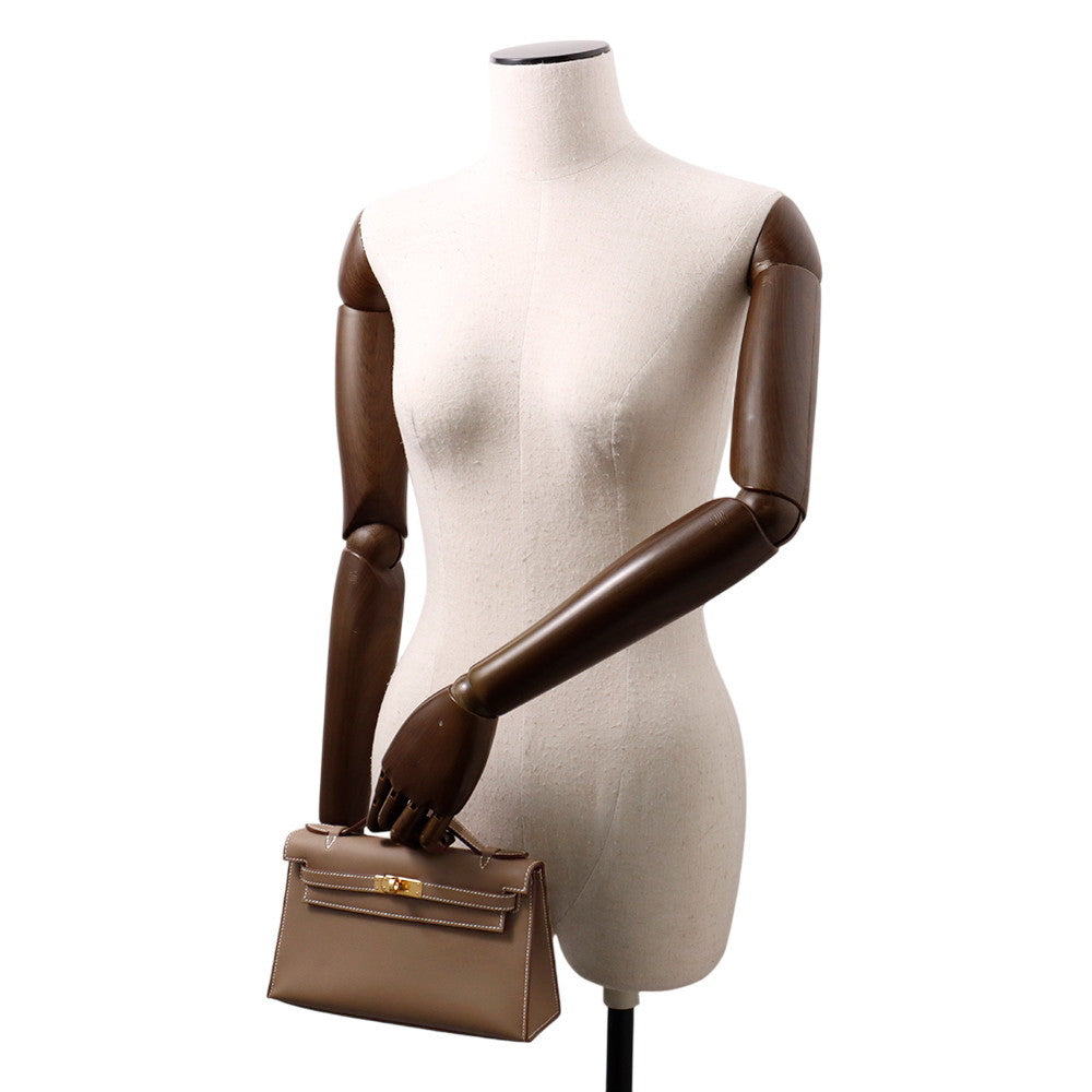 HERMES PochetteKelly Etoupe Swift Leather