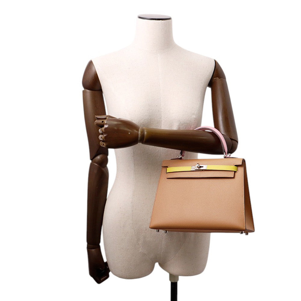 HERMES Kelly Sellier tricolor Chai/Mauve Sylvestre/Lime Epsom Size 25