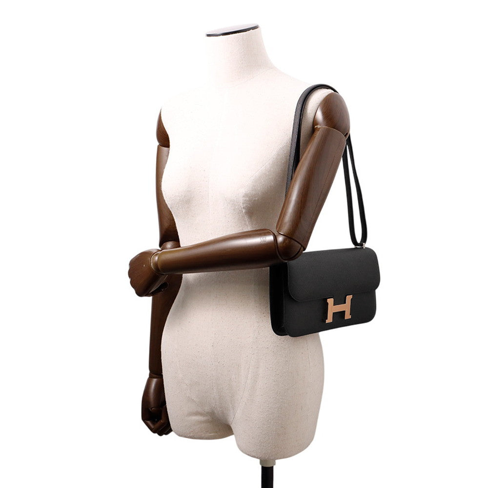 HERMES Constance Elan Black Epsom