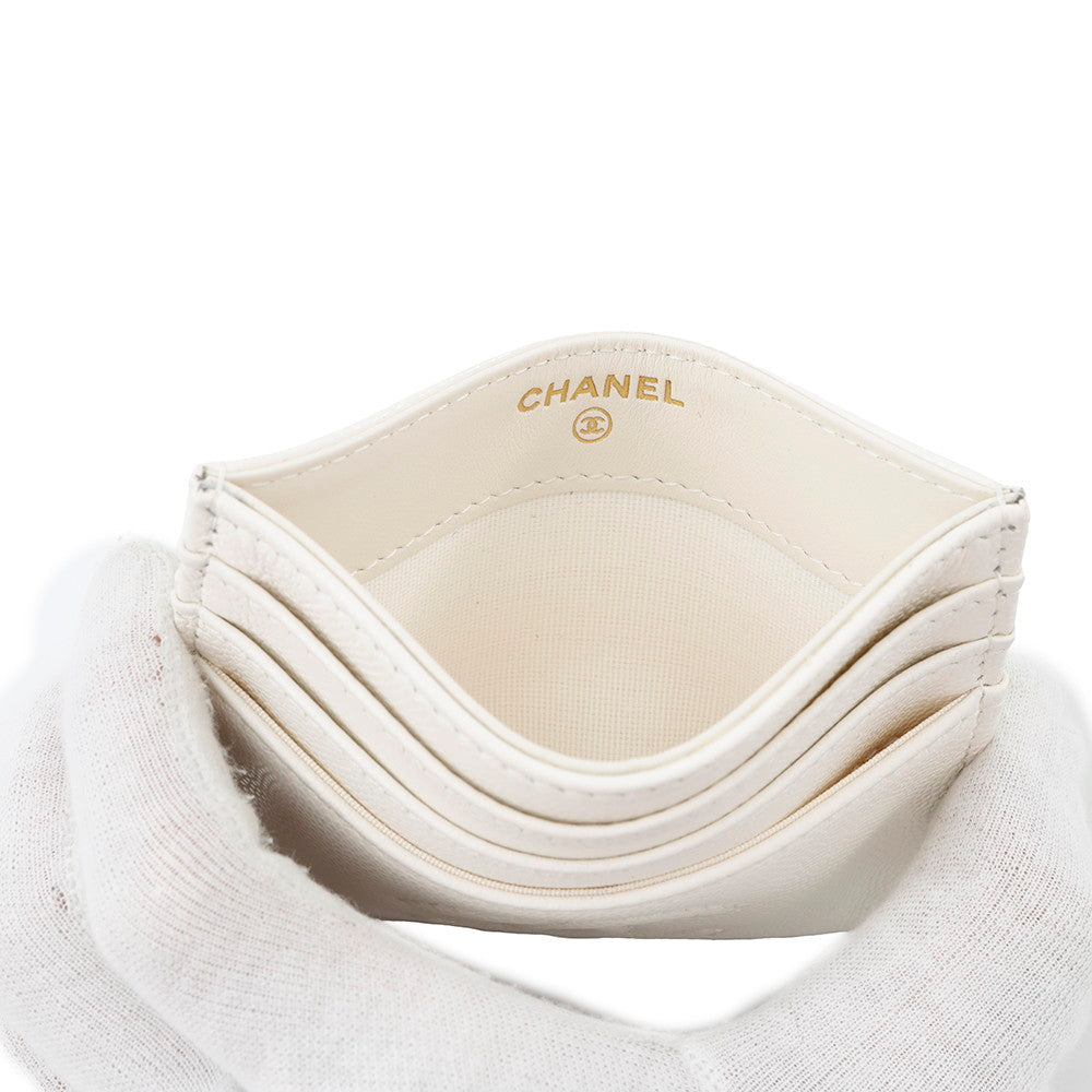 CHANEL CC Logo Card Case 24/25 Year Métiers d'Art Collection WhiteAP4706 Caviar Leather
