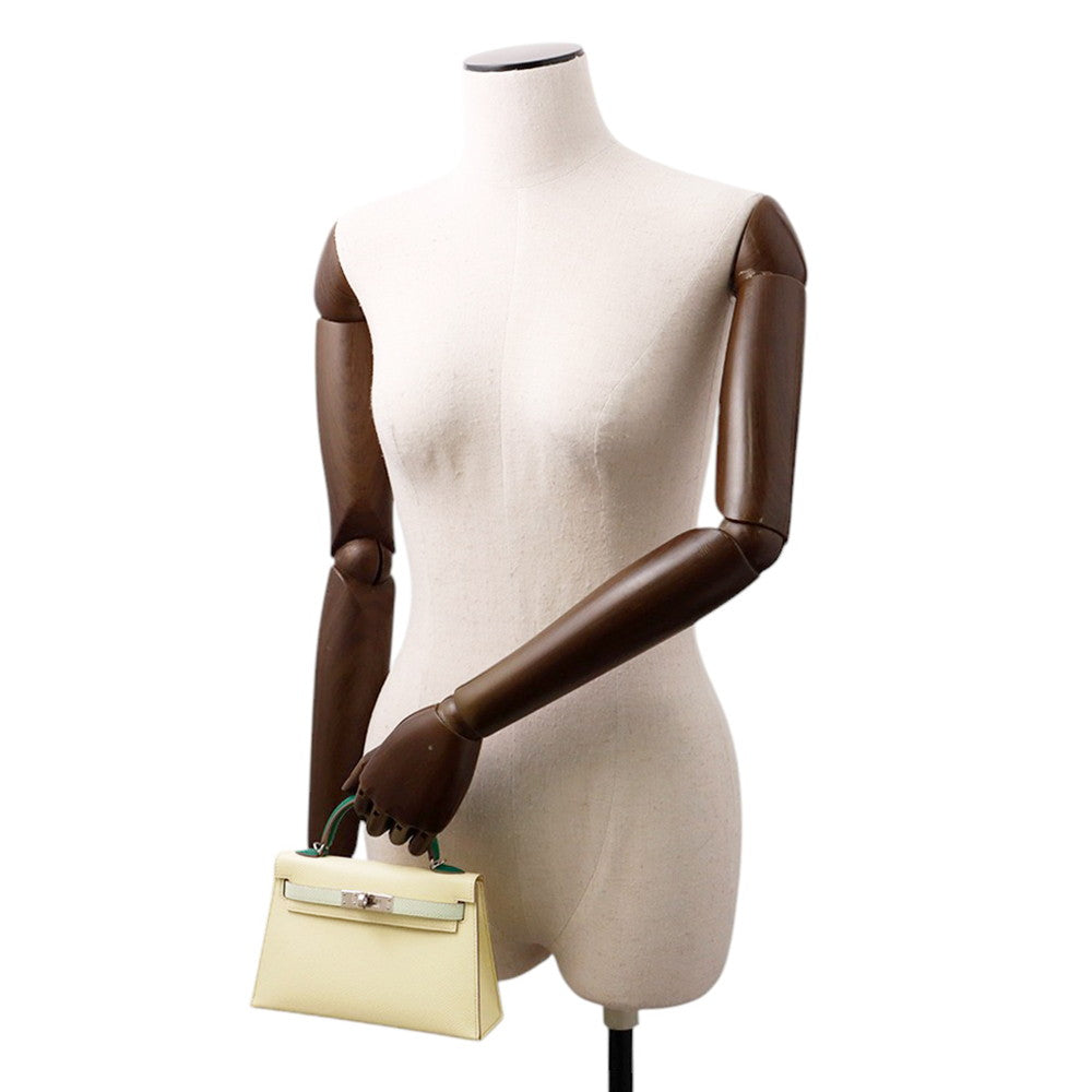 HERMES Mini Kelly 2 Tricolor Jaune Milton/Vert Fizz/Vert Vertigo Epsom