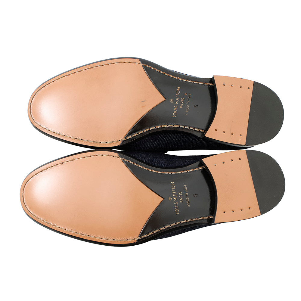 LOUIS VUITTON Saint Germain Line Loafers Navy Denim Size 6