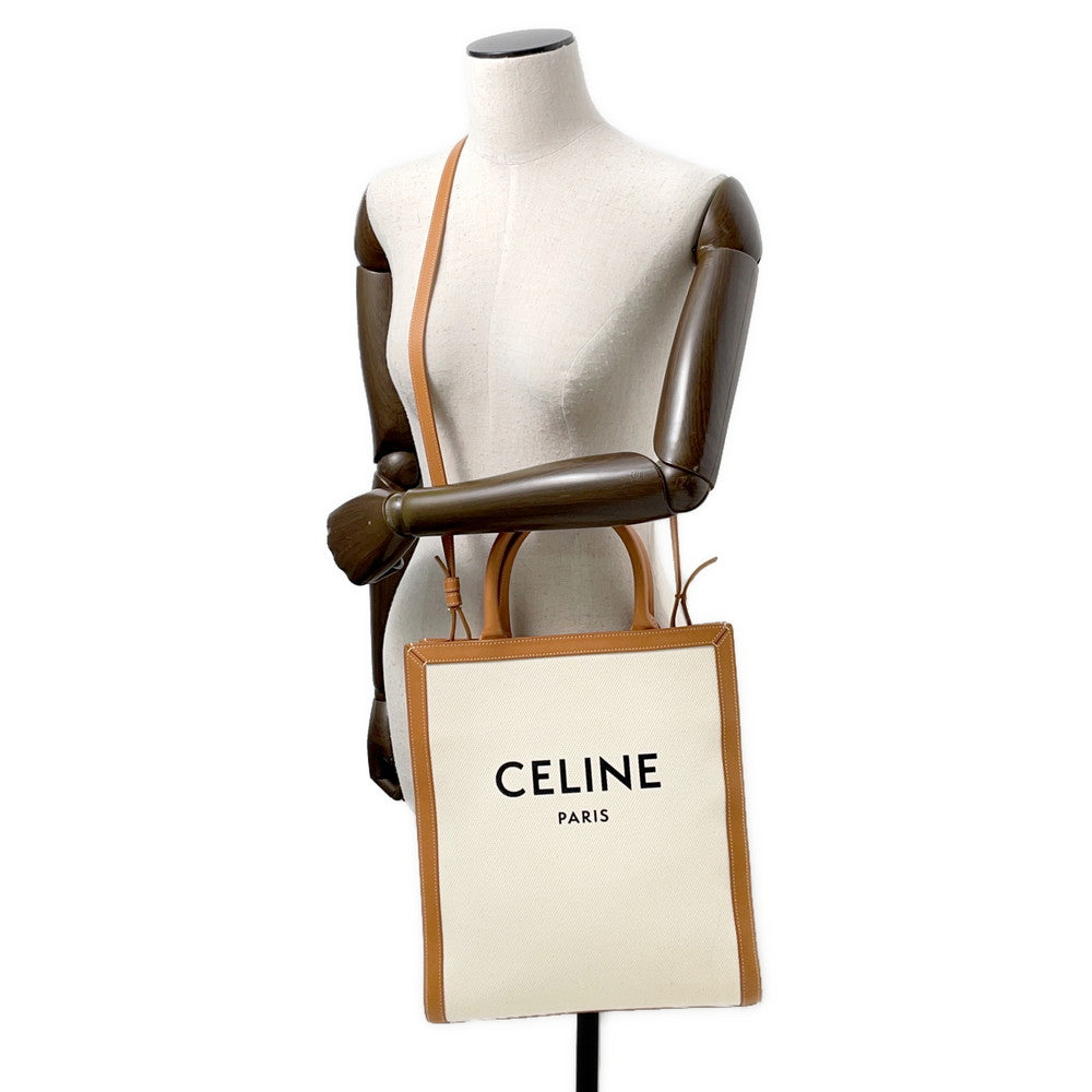CELINE Vertical hippopotamus Natural/Tan192082 Canvas Leather Size Small