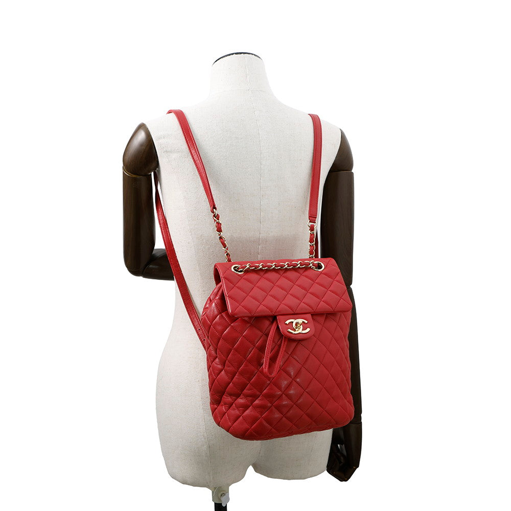 CHANEL Matelasse Backpack RedA91121 Lambskin