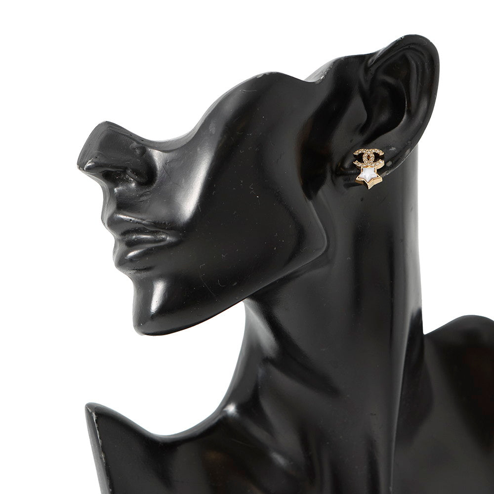 CHANEL CC Logo Rhinestone Earrings GoldABC823 Gold Plated Rhinestone