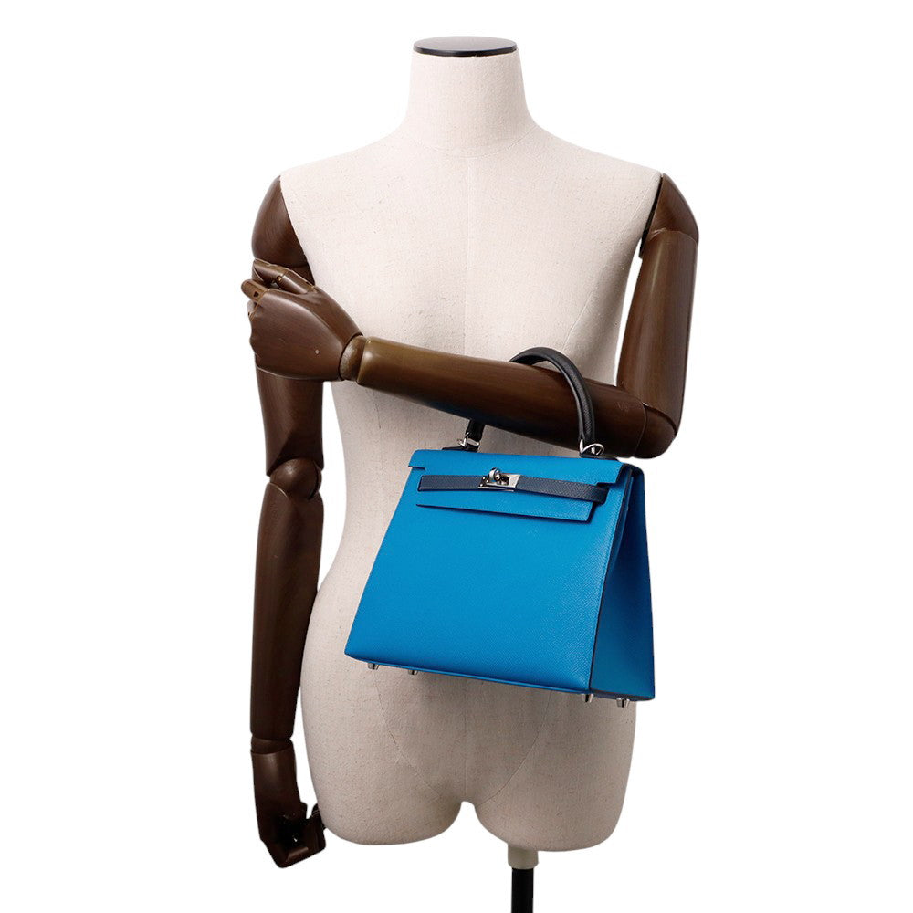 HERMES Kelly Sellier tricolor Blue Zanzibar/Blue de Prusse/Black Epsom Size 25