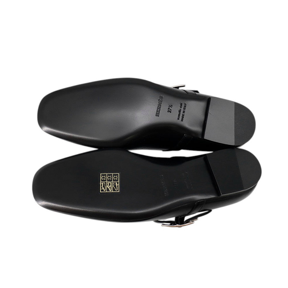 HERMES Ballet shoes "Jane" Black Leather Size 37 1/2