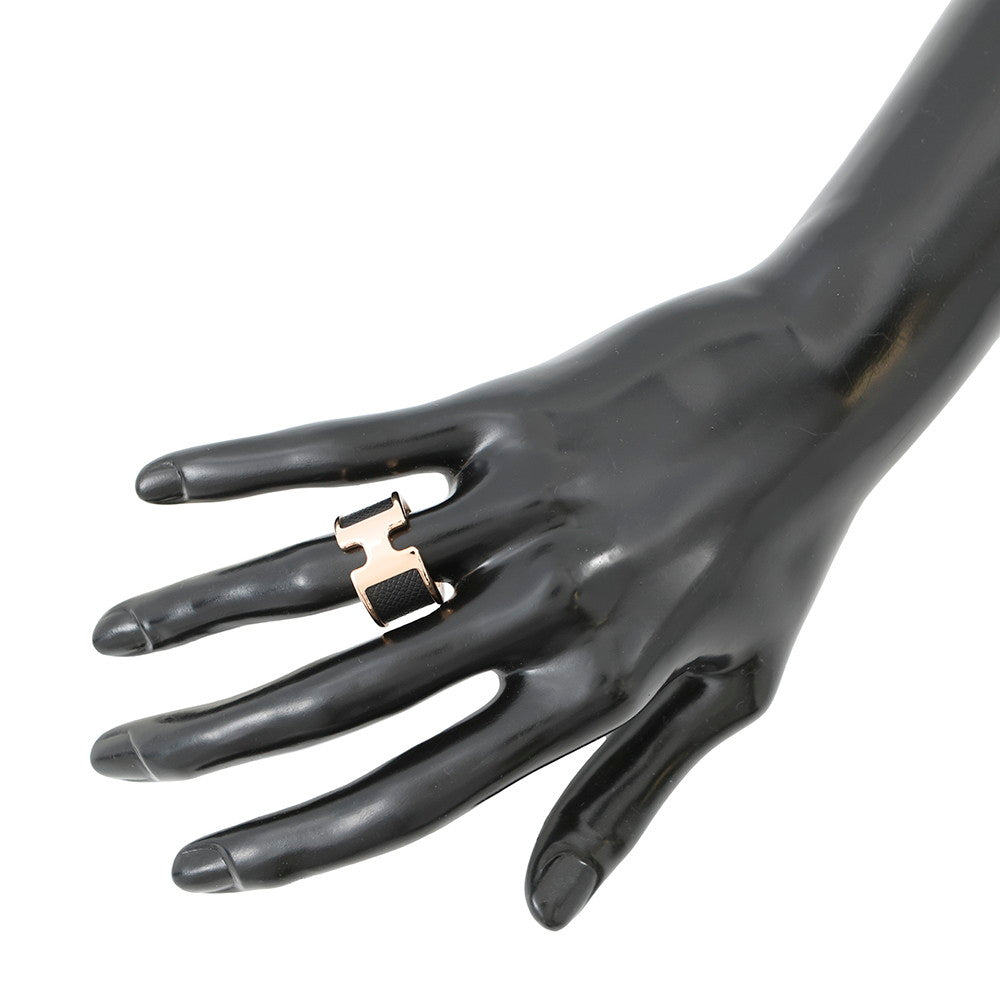 HERMES Orump Ring Size GM/S Black Veau Madame Metal