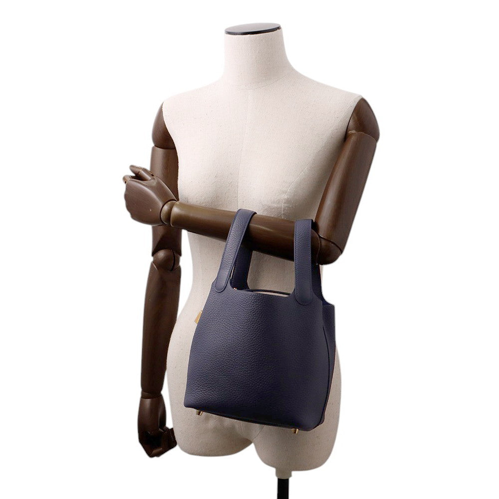 HERMES Picotin Lock Blue Nuit Taurillon Clemence Size PM