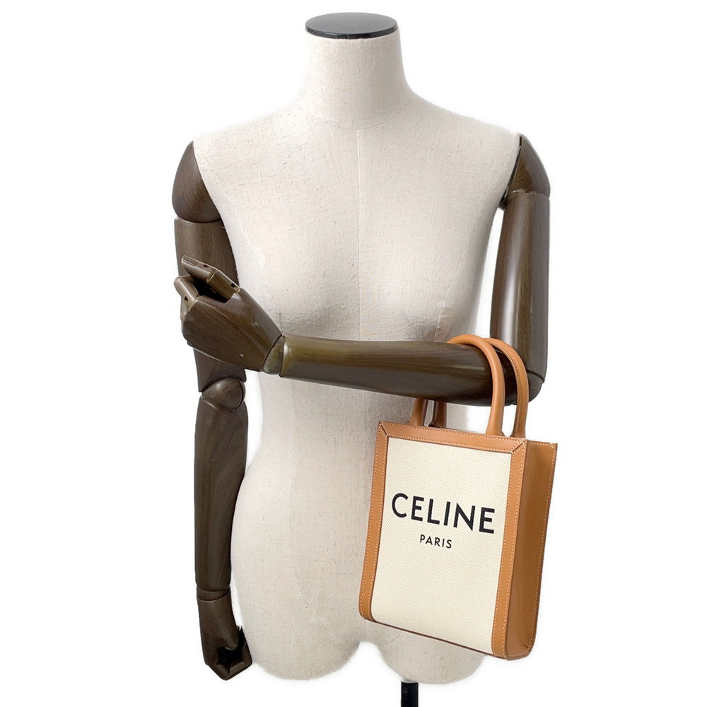 CELINE Vertical Cabas Natural/Tan193302 Canvas Leather Size Mini
