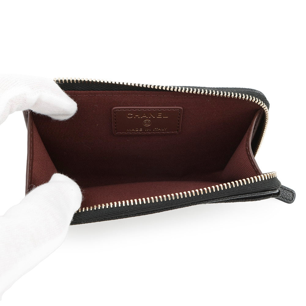 CHANEL Matelasse Fragment Card Case BlackAP3179 Caviar Leather