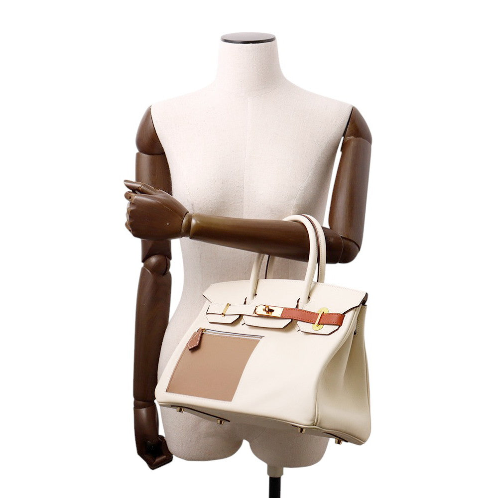 HERMES Birkin Colormatic Nata/Cuivre/Lime/Mauve Sylvestre/Blue Brume/Chai Swift Leather Size 30