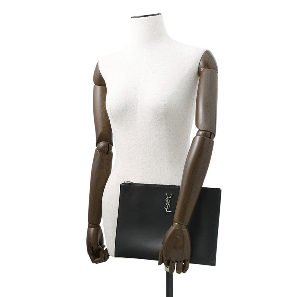 SAINT LAURENT PARIS Monogram Zip Tablet Holder Black453249 Leather