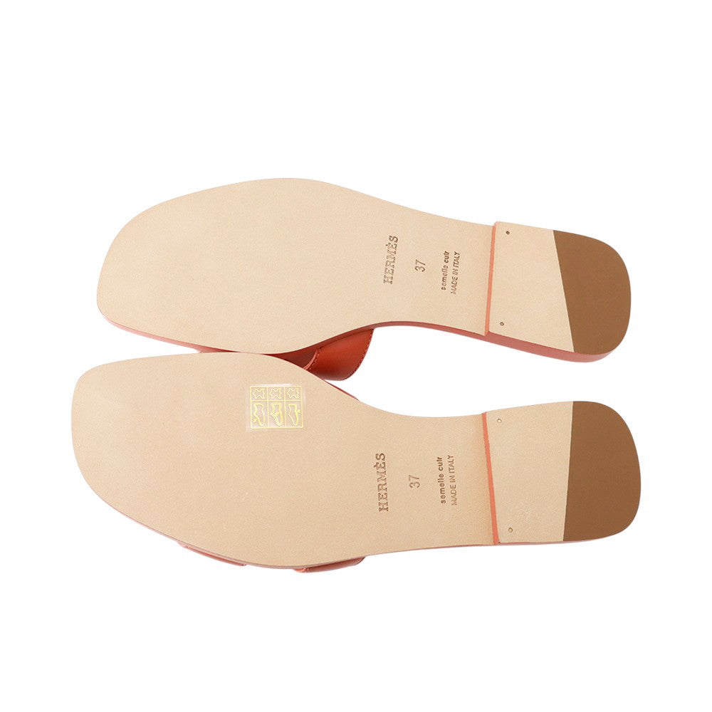 HERMES Sandals Oran PinkH202230Z Calf Leather Size 37