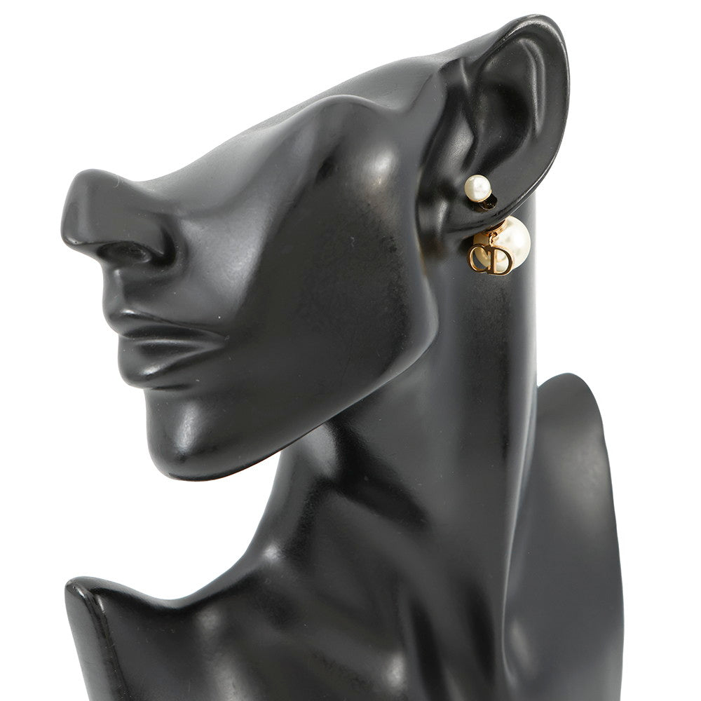 Dior CD Star Earrings Faux Pearl Gold Plated