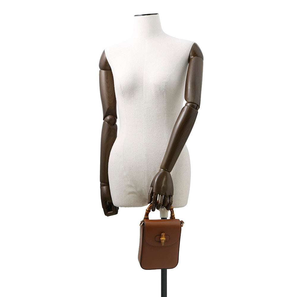 GUCCI 3WAYShoulder Bag Brown702106 Leather Bamboo