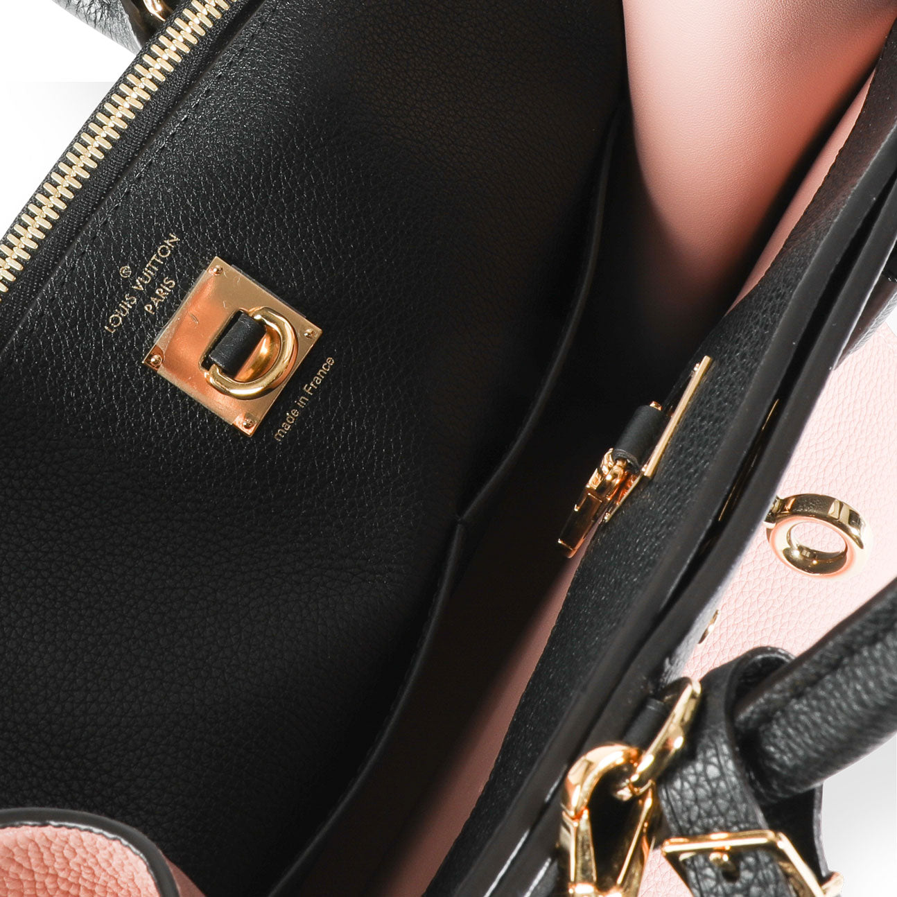 Louis Vuitton Louis Vuitton Black & Magnolia Grained Calfskin City Steamer MM