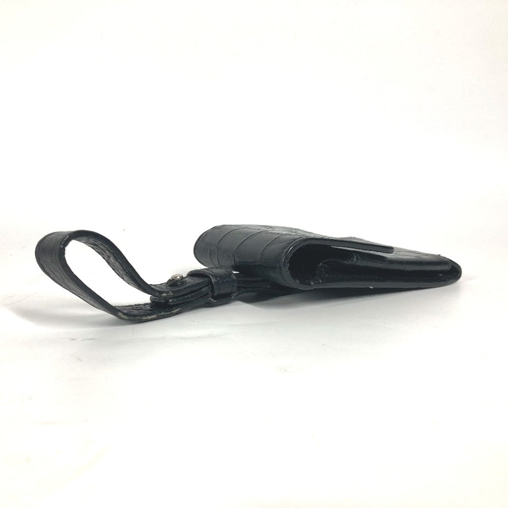 SAINT LAURENT PARIS Cigarette case leather black logo mens