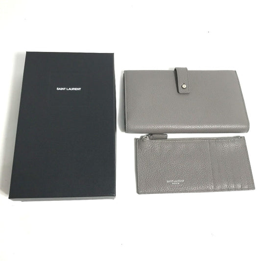 YVES SAINT LAURENT Long Wallet Purse 504981 leather gray Long wallet Sac de Jules Women