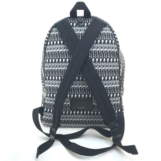 SAINT LAURENT PARIS Backpack 435988 canvas Black x white Skull Pattern Women