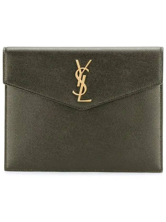 Luxury Saint Laurent Trending 2025 Envelope Uptown Baby Clutch Bag Dark Green